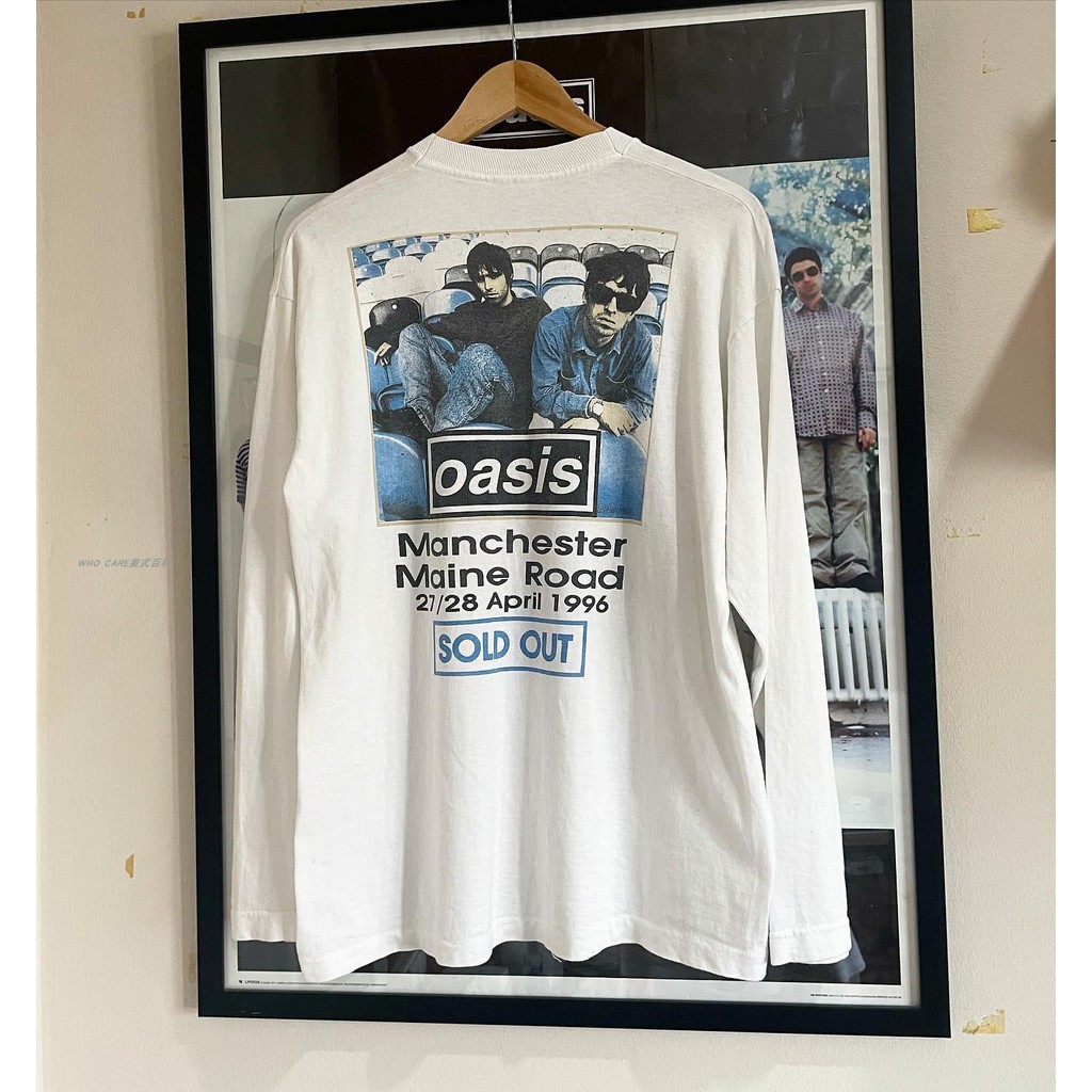 Oasis Áo Thun 100% Cotton, Phong Cách Punk Tay Dài Đơn Giản