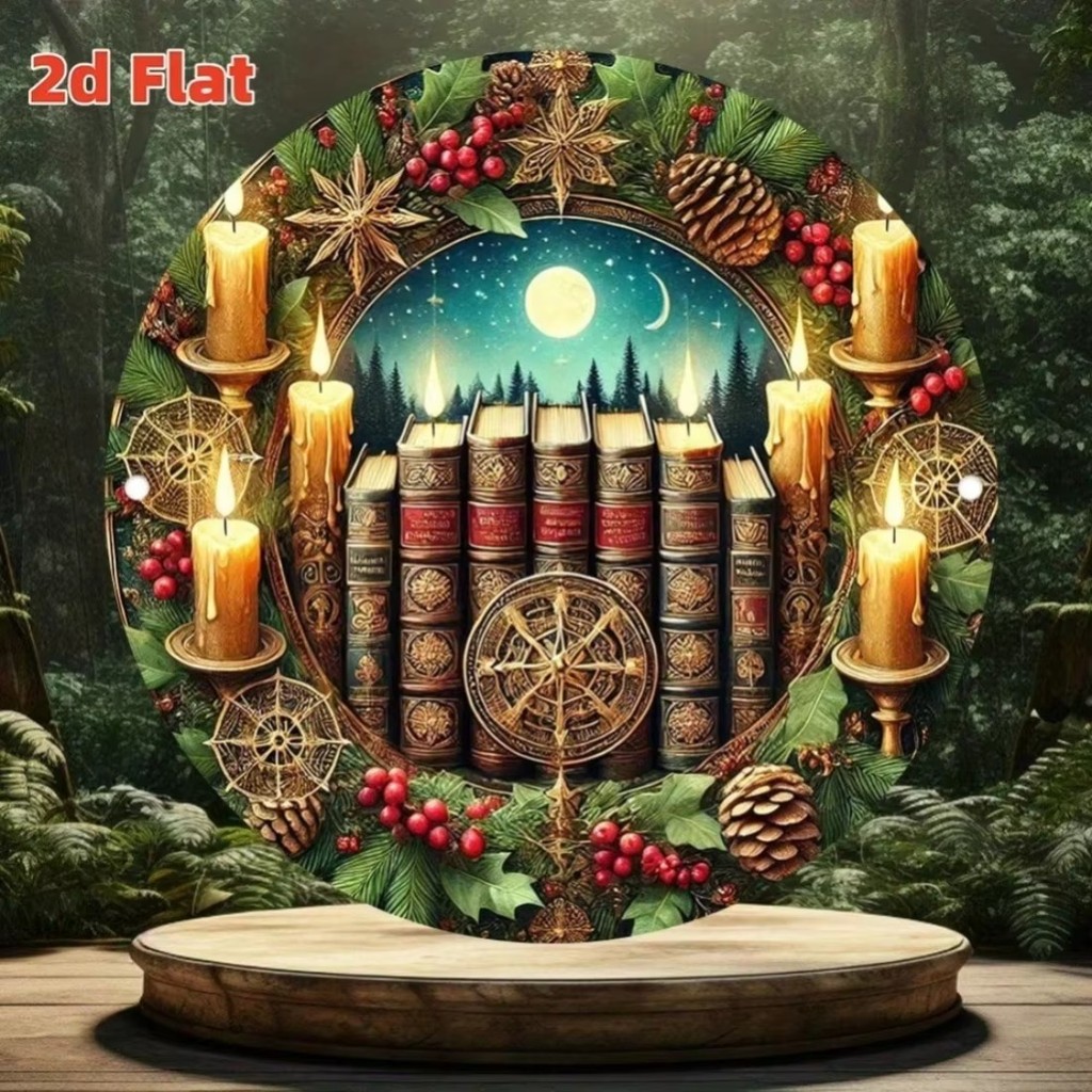 HELLOYOUNG Vintage 2D Flat Tròn Giáng Sinh Nghệ Thuật Treo Tường Có Thể Tái Sử Dụng Trang Trí Ngày L