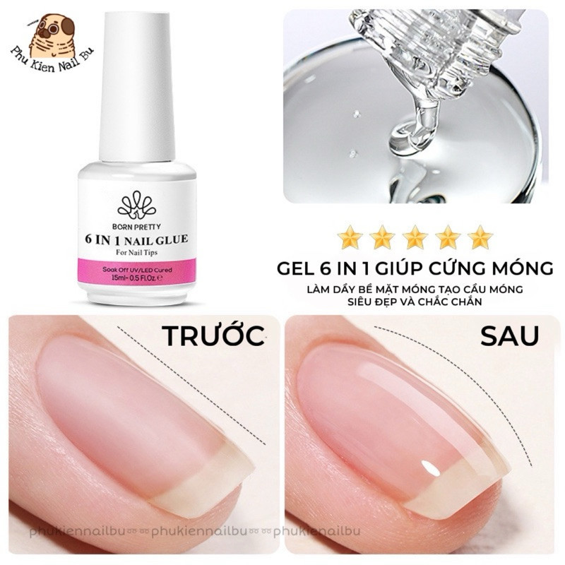 Glue gel Sơn Gel Móng Tay 6 Trong 1 Born Pretty Sơn 6 In 1 15ml Dụng Cụ Làm Móng