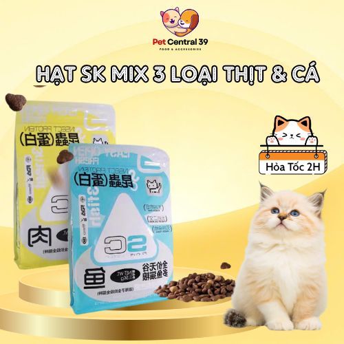 (BAO 5KG) (Hỏa Tốc) Hạt mèo SK 3 loại thịt, 3 loại cá, không độn ngũ cốc, ít béo, cholesterol thấp  