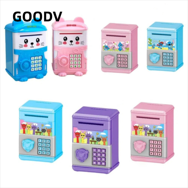 GOODV Hộp Đựng Tiền Tiết Kiệm Tiền, Mini ATM Trẻ Em Heo Đất, Stitch Đồ Chơi Tiết Kiệm Tài Chính Incr