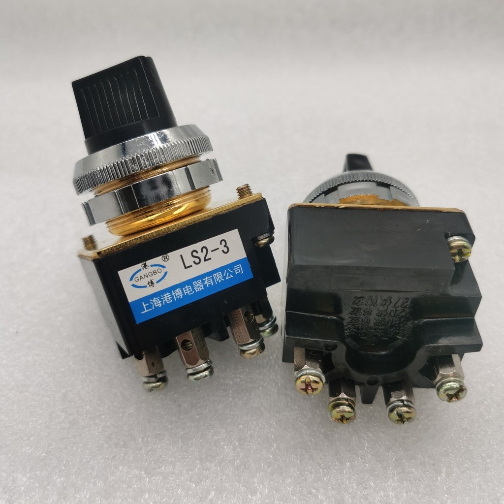 Cổng Thượng Hải Bo Electric LS2 Series Cross Master Switch LS2-3 Núm ba tốc độ Mở 4 chân 30MM