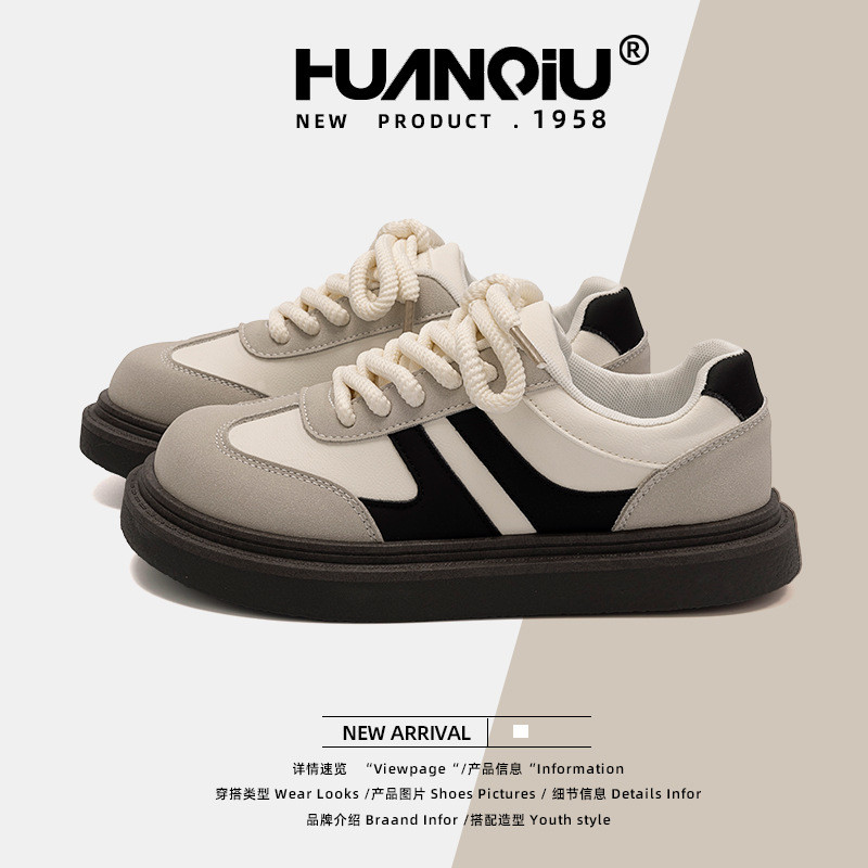 HUANQIU Giày German Trainer Nữ - Mới Retro Trendy Đa Dáng Niche Board Shoes