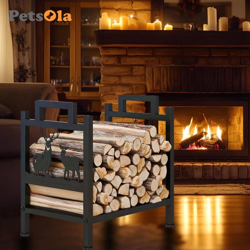 Giá củi Ngoài Trời Và Trong Nhà Hạng Nặng Mộc Mạc Lò Sưởi Trang Trí Giá Đỡ củi Lưu Trữ Lò Sưởi Trong