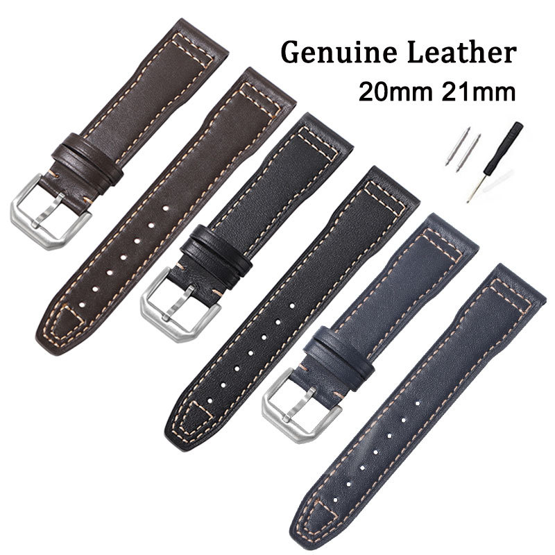 Dây đeo đồng hồ bằng da thật cổ điển 20mm 21mm Dây đeo đồng hồ bằng da bò cho IWC PILOT cho Le Petit