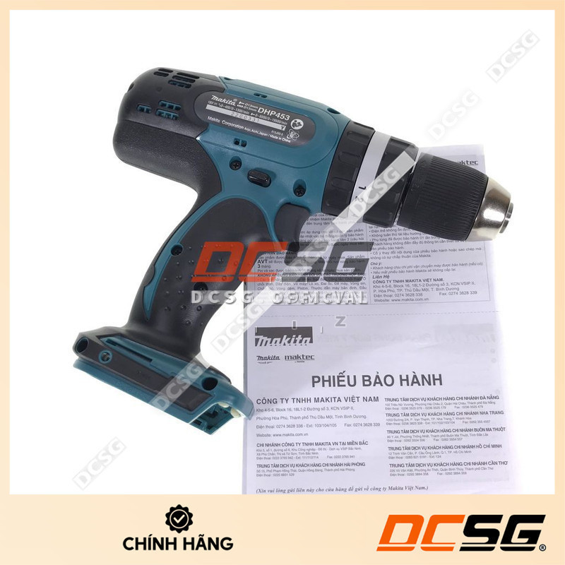 Máy khoan búa, vặn vít dùng pin 18V Makita DHP453Z (thân máy tách bộ) [ DCSG ]