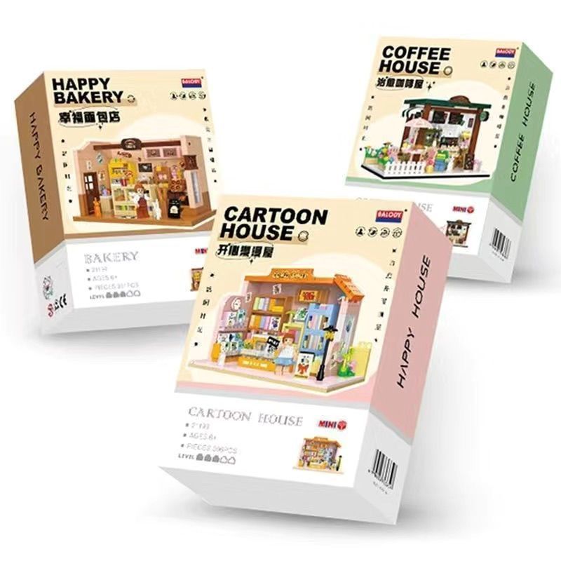 Belle Dis Lắp Ráp Khối Xây Dựng Shop Bakery Cafe Xây Dựng Street View Cabin Đồ Chơi Giáo Dục diyins 