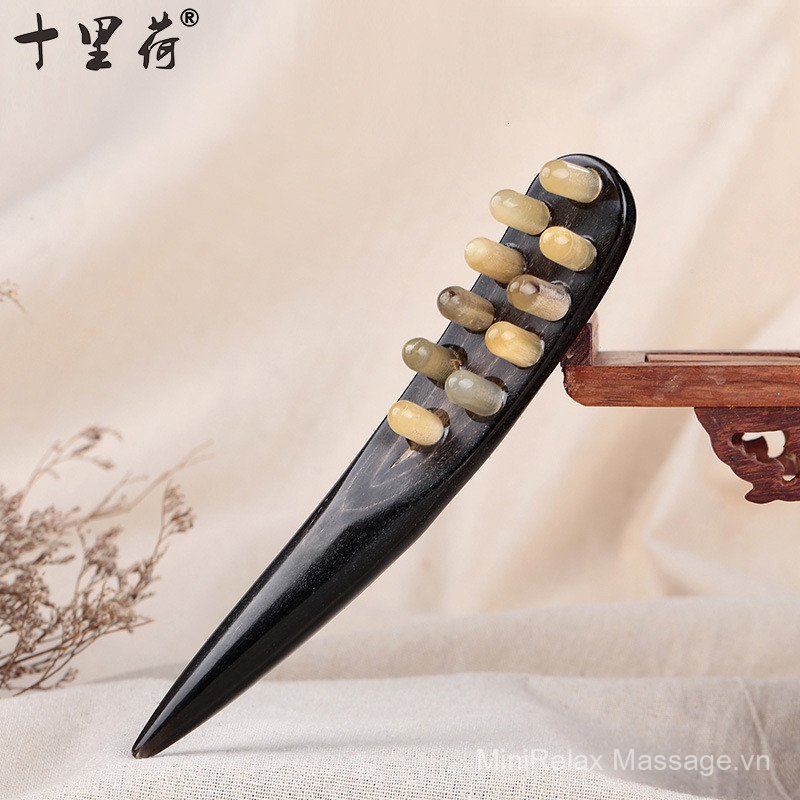 Thủ công độc đáo Tay cầm nhọn Tay cầm sừng Lược Massage lưng Kinh tuyến Đầu cọ cạo que