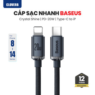  Cáp sạc Baseus Crystal Shine - PD 20W   Dây dù - Dành cho iPhone 14 13 12 - CloverB 