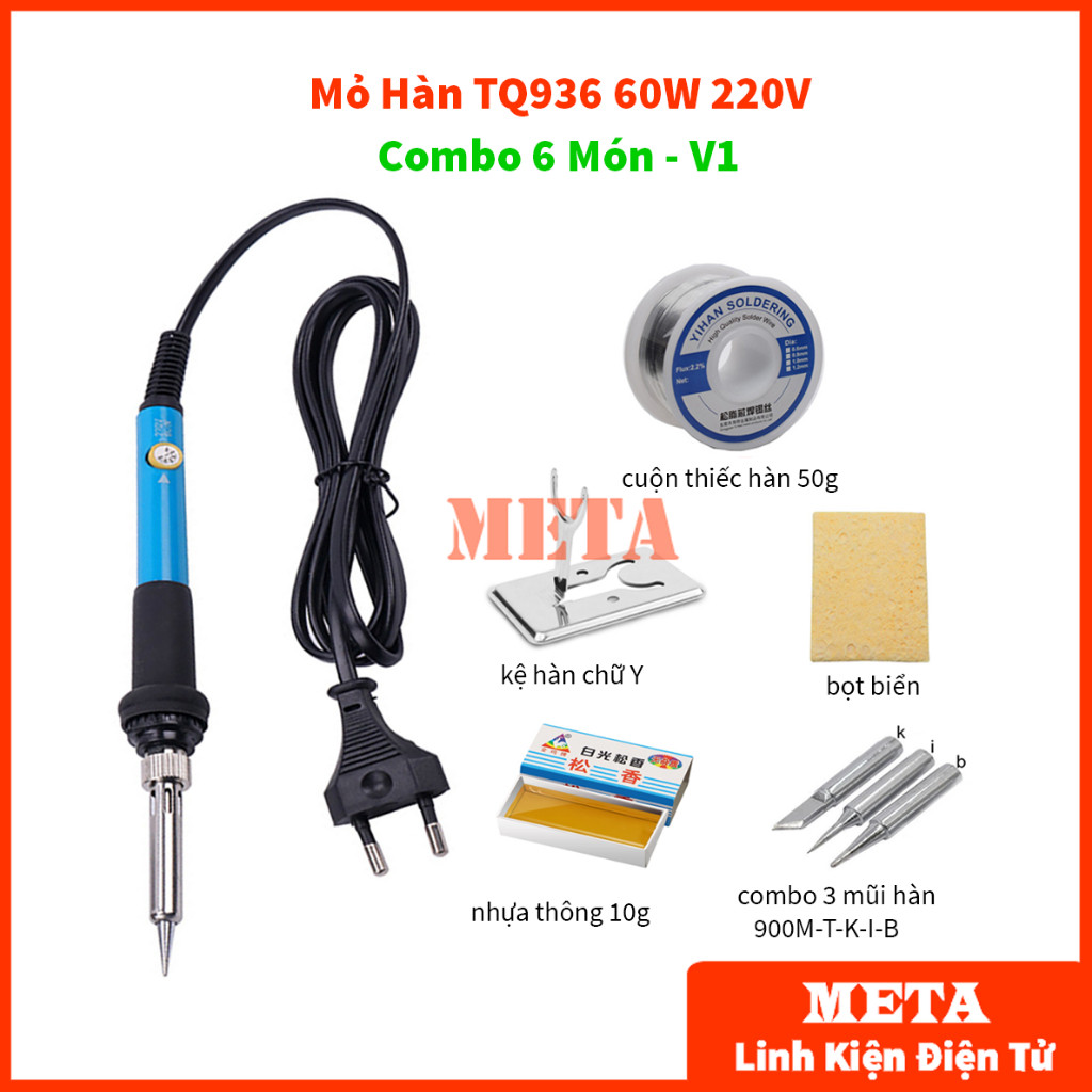 Mỏ Hàn TQ936 60W 220V có núm điều chỉnh nhiệt độ, Máy Hàn TQ936 - Mỏ hàn 936, máy hàn 936, tay hàn T