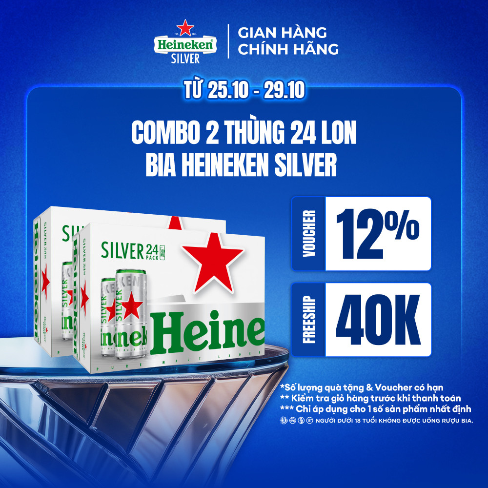 Combo 2 Thùng 24 lon bia Heineken Silver 330ml/lon