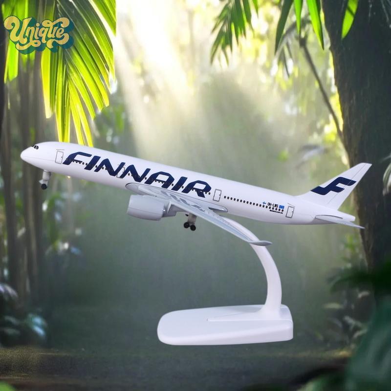 (Độc Đáo) 1 Bộ Máy Bay Đúc Kim Loại Hợp Kim Có Bánh Xe 20CM A350 Finnair Bộ Máy Bay Airbus 350 Phần 
