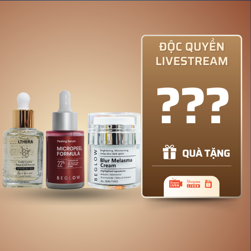 Combo Peel Đỏ Beglow -Serum Vàng 24K LThera -Kem Bạch Tuyết Nhỏ 25G CB0204