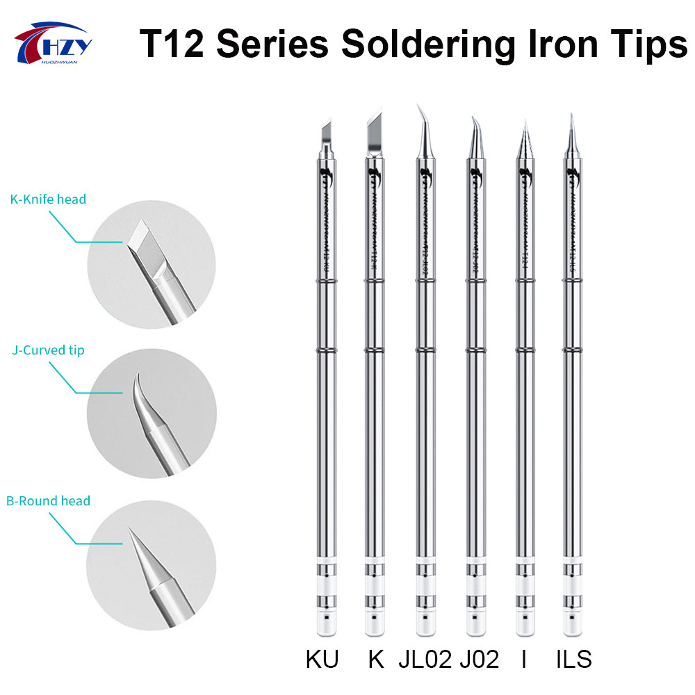 HZY T12 Series Replace Soldering Iron Tips T12-I ILS J02 JL02 K KU For Hakko FX951 FX-950 BK969D FM-