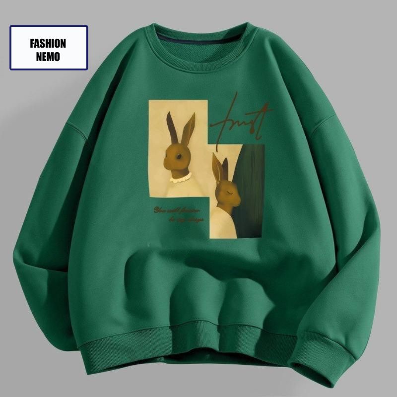 Áo sweater Trust rabbit chất nỉ lót bông form rộng KONOVA