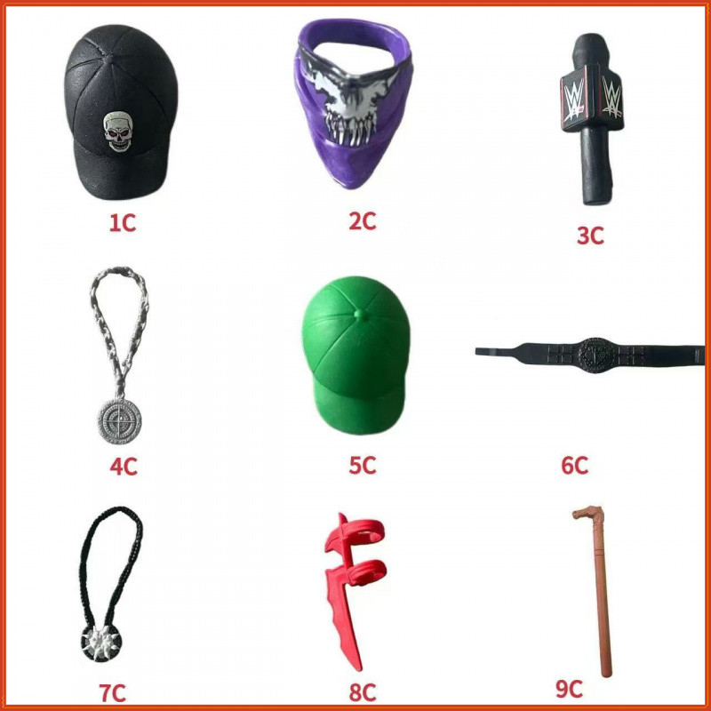 WWE Hình Wrestler Búp Bê Phụ Kiện Đạo Cụ Đai Micro Mũ