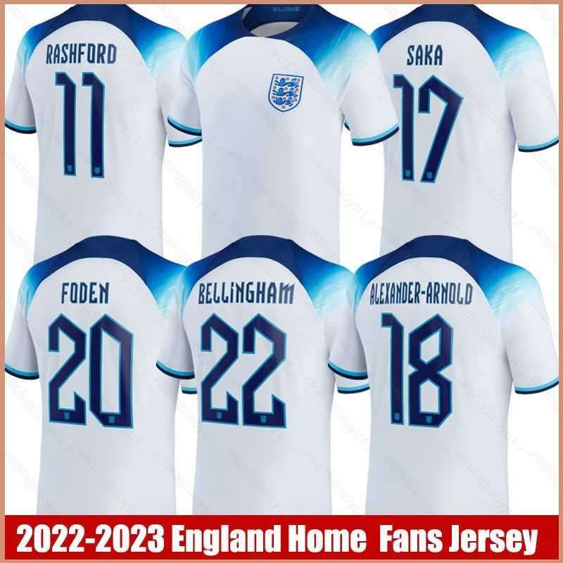 Áo Phông Thể Thao Jersey Sân Nhà đội tuyển Anh với hình ảnh các cầu thủ như Bellingham, Rashford, Fo