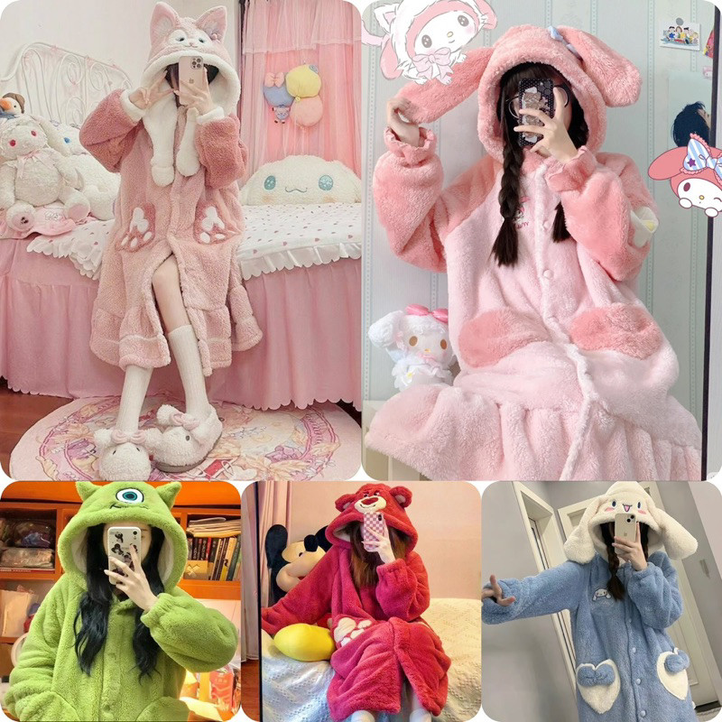 Váy ngủ lông 2 mặt mềm mịn dễ thương váy ngủ mùa đông ấm áp dày dặn SOMINO Xưởng may Sm