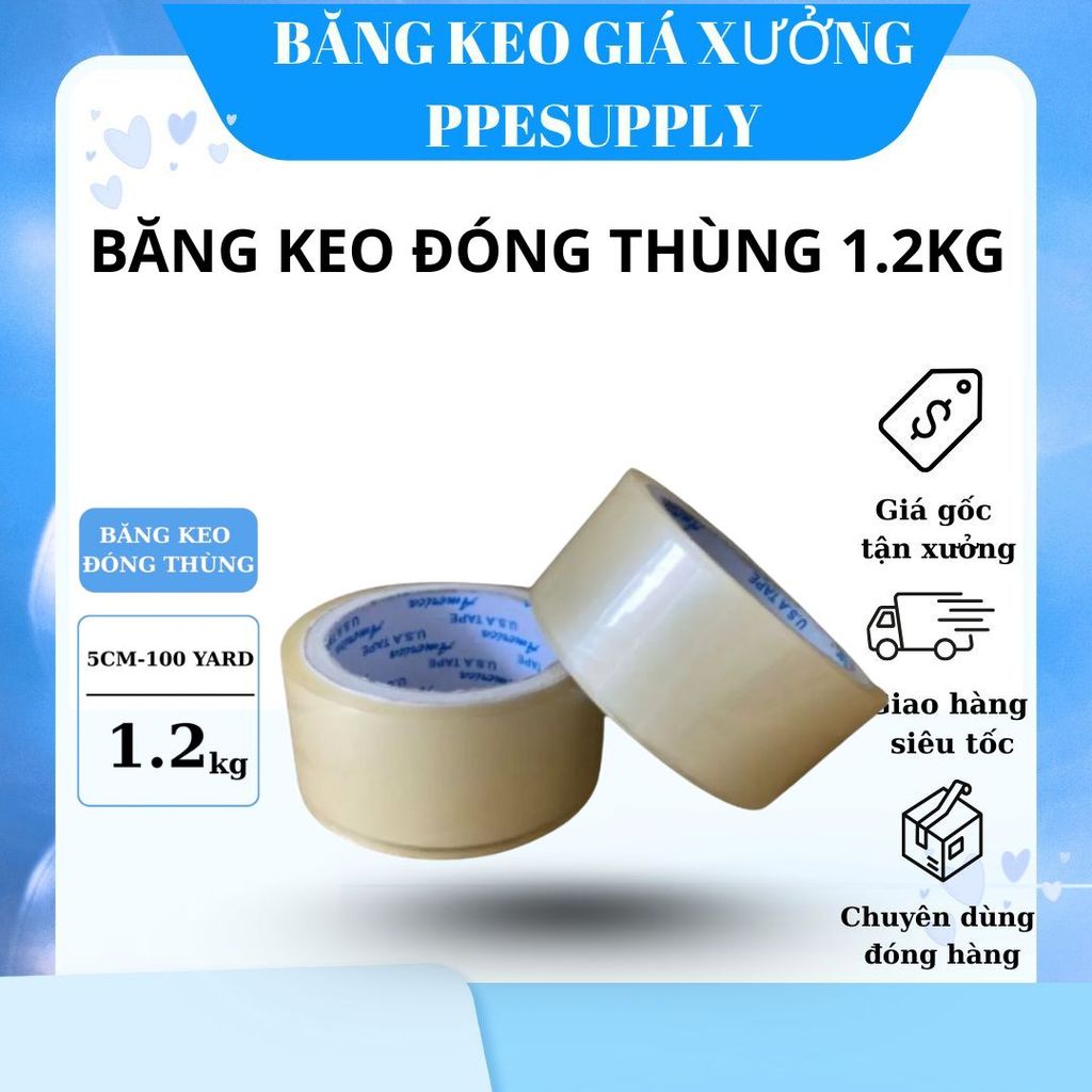 [SALE  🌟 ] Băng Keo Đóng Hàng Trong OPP 5cm 1.2kg - 1 Cuộn -Dính Lì,Không Đứt Keo,Giao Nhanh Giá Tốt