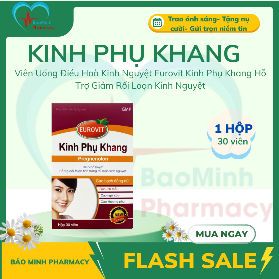 Viên Uống Điều Hoà Kinh Nguyệt Eurovit Kinh Phụ Khang Hỗ Trợ Giảm Rối Loạn Kinh Nguyệt 30 Viên