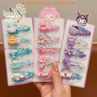Set 5 Kẹp Tóc Trẻ Em Sanrio Dễ Thương, Kurom, My Melody, Cinnamoroll Kẹp Mái Bé Gái Ngộ Nghĩnh - bancathegioi8386