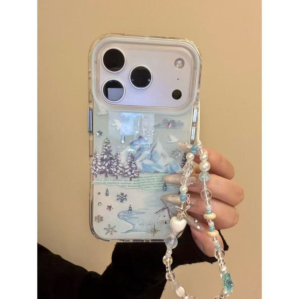 Minh Họa Mùa Đông Tuyết Cối Xay Gió Hut Gilt Bông Tuyết Thích Hợp Cho ihone17promax16p Ốp Điện Thoại