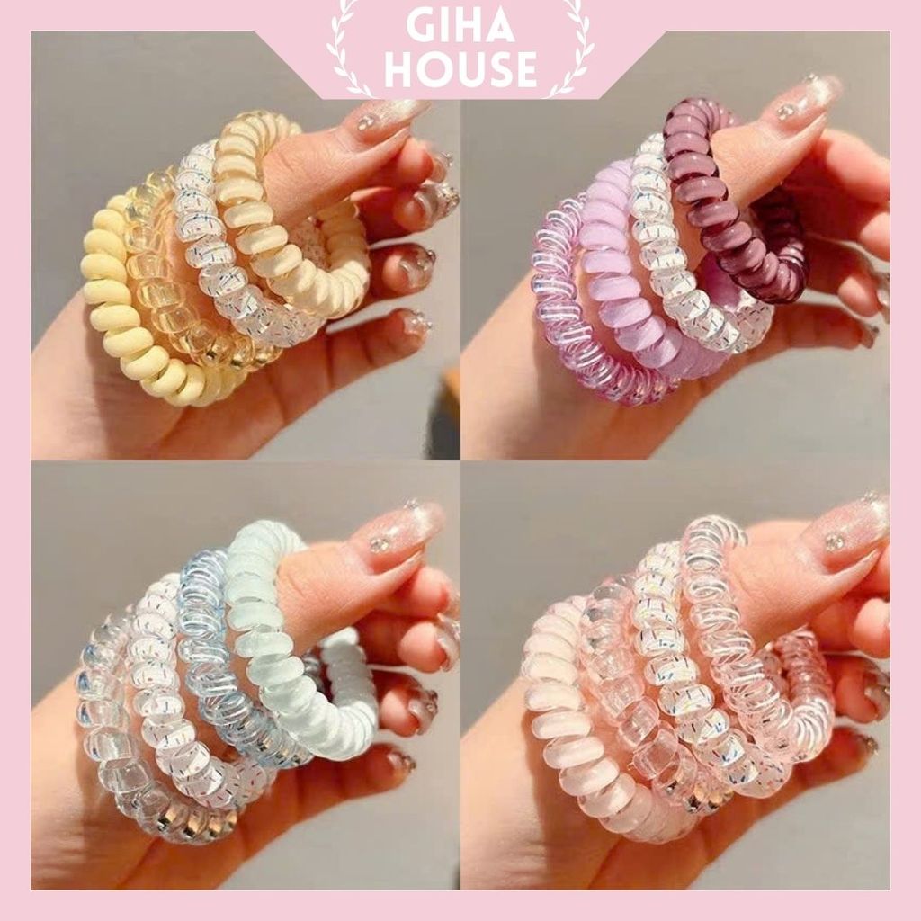 Set 4 Dây Vòng buộc tóc lò xo cao cấp màu sắc siêu hot tiện dụng cho nữ Lx4 GIHA