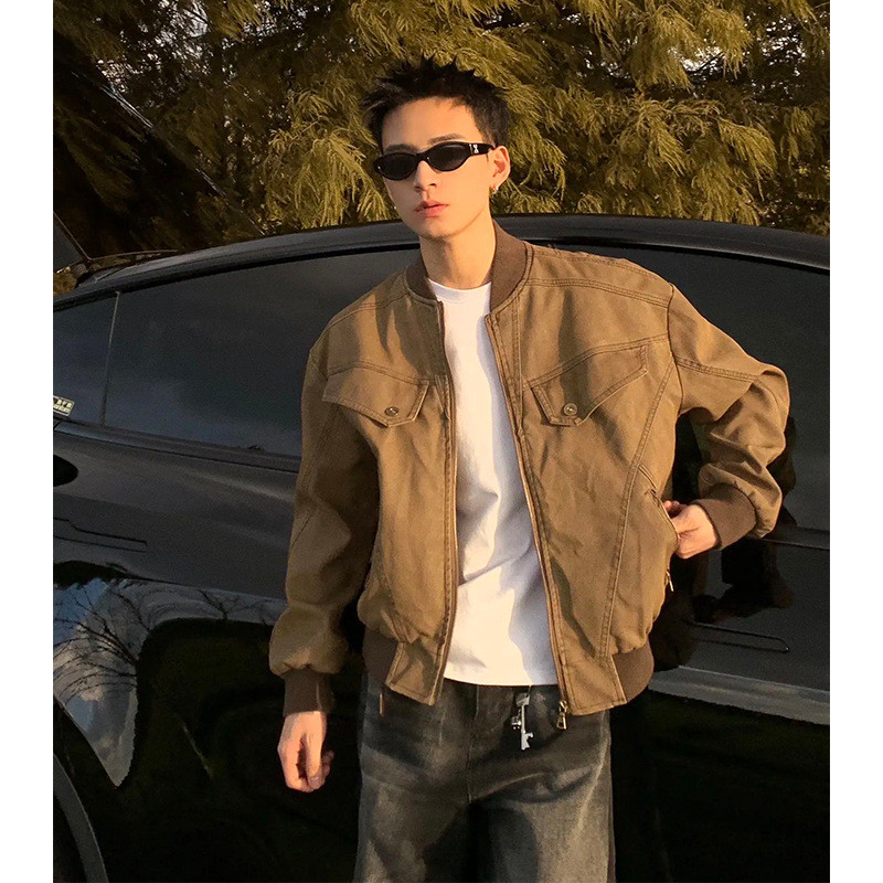 Mỹ Retro Harrington Jacket - Áo khoác nam xuân thu, phong cách mới, ngắn, phù hợp dạo phố