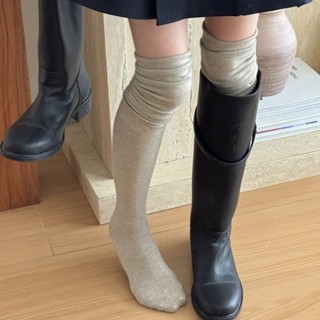  Miu Series ~ ins Đơn Giản Kéo Dài Khâu Dày Ấm Quần Legging Len Mềm Mại Over-the-Knee Tất Nữ  Phù Hợp Với Giày  