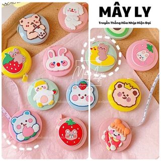Thước Dây Cuộn Rút Tự Động Hộp Tròn 1.5 Mét – Đo Eo, Vòng Bụng, Kiểm Tra Sức Khỏe Họa Tiết Dễ Thương - Áo Dài Mây Ly