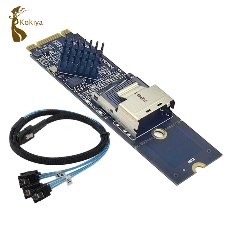 Kokiya M.2 NVMe to Mini SAS 36 Pin SFF-8087 SATA 3.0 Bộ điều khiển thẻ mở rộng Bộ chuyển đổi thẻ cắm