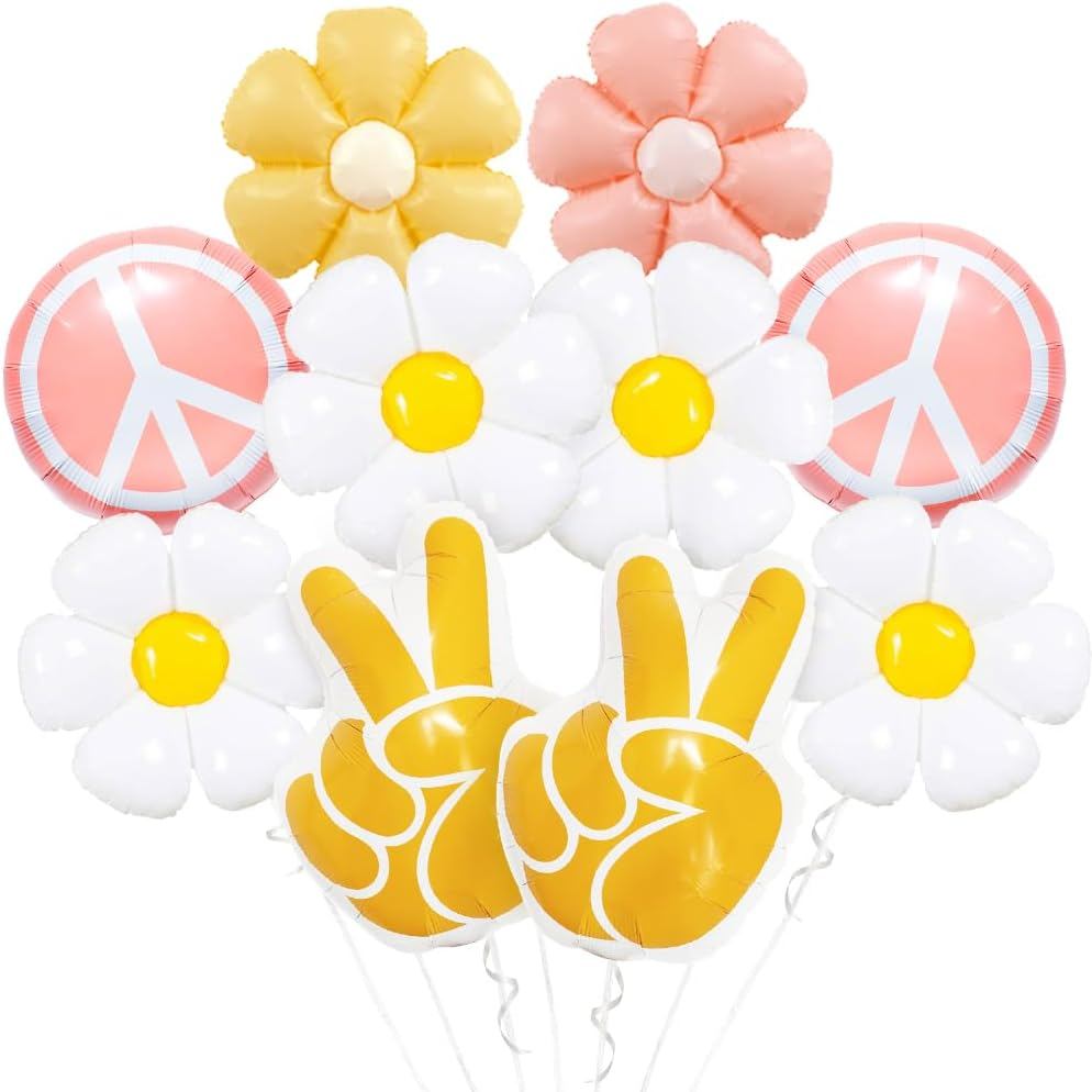 Hai Groovy Hippie Peace Sign Daisy Flower Wildflower Balloons Boho Theme Decor One Groovy Baby 5 Fiv