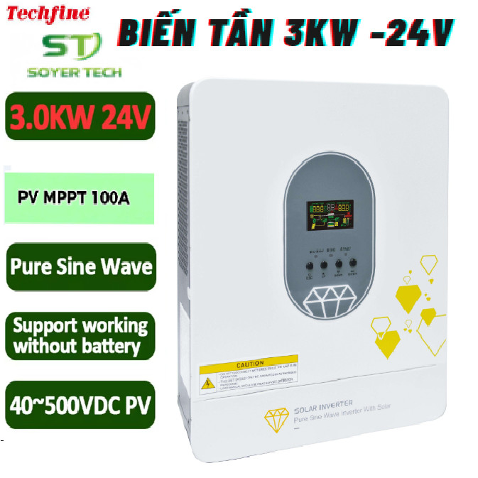 Biến tần INVERTER  Hybrid SOLAR Techfine 24v-3000W-220VAC50/ 60HZ- 40VDC-500VDC- 3KW 24V Soyer Tech 
