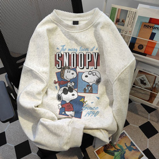  áo sweater nữ cổ tròn CLOT -oversize  Snoopy Hình in phổ biến và thời trang  áo khoác cổ tròn 