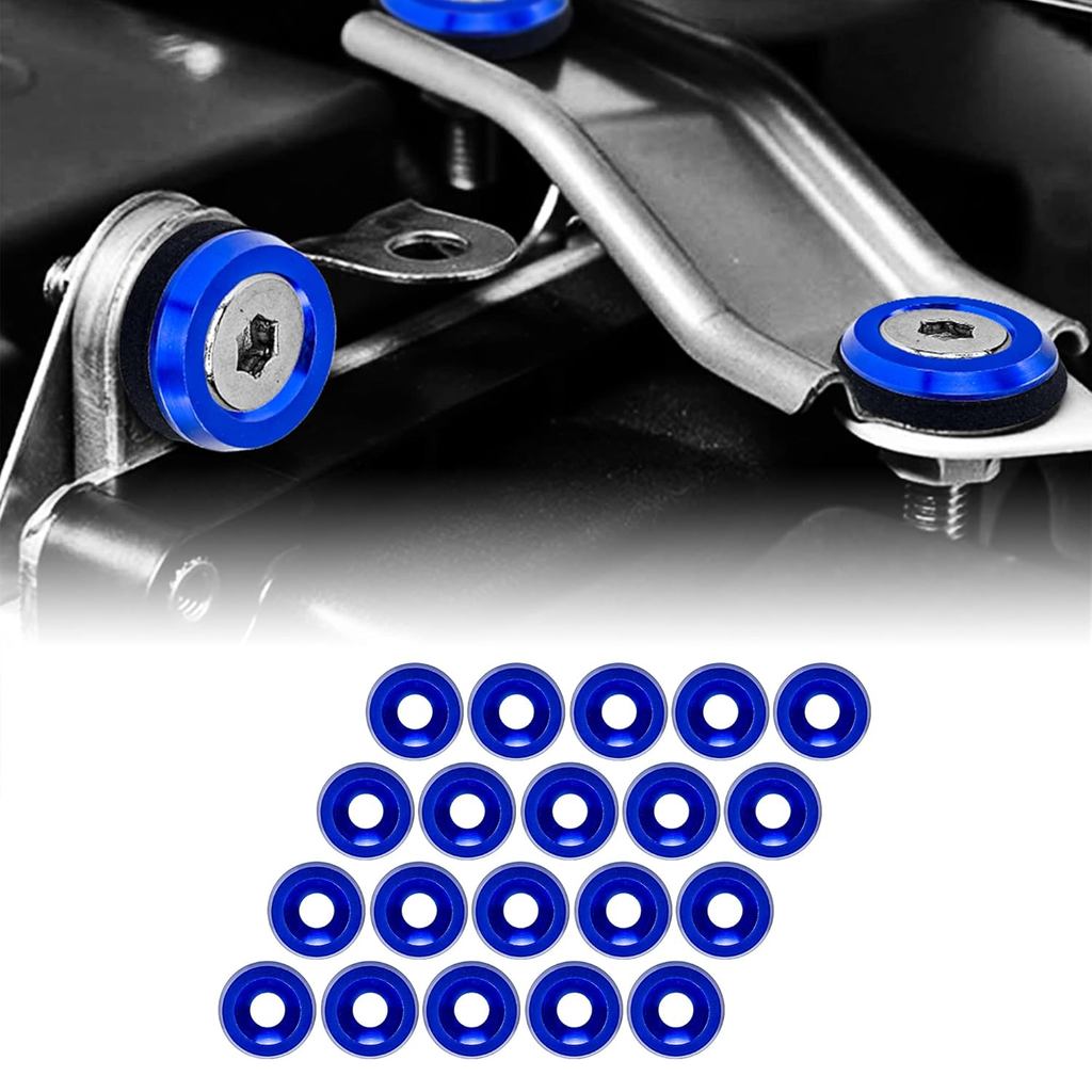 FENDER Bộ bu lông và máy giặt bằng nhôm Anodized M6 x 18mm – Bộ 20 mảnh cho đèn chắn bùn, cản trước,