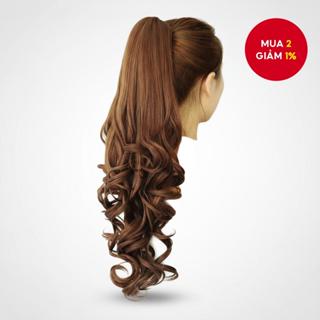   Tóc giả xoăn dài gợn sóng tự nhiên có kẹp nối tóc đuôi ngựa cao cho phụ kiện thời trang nữ 