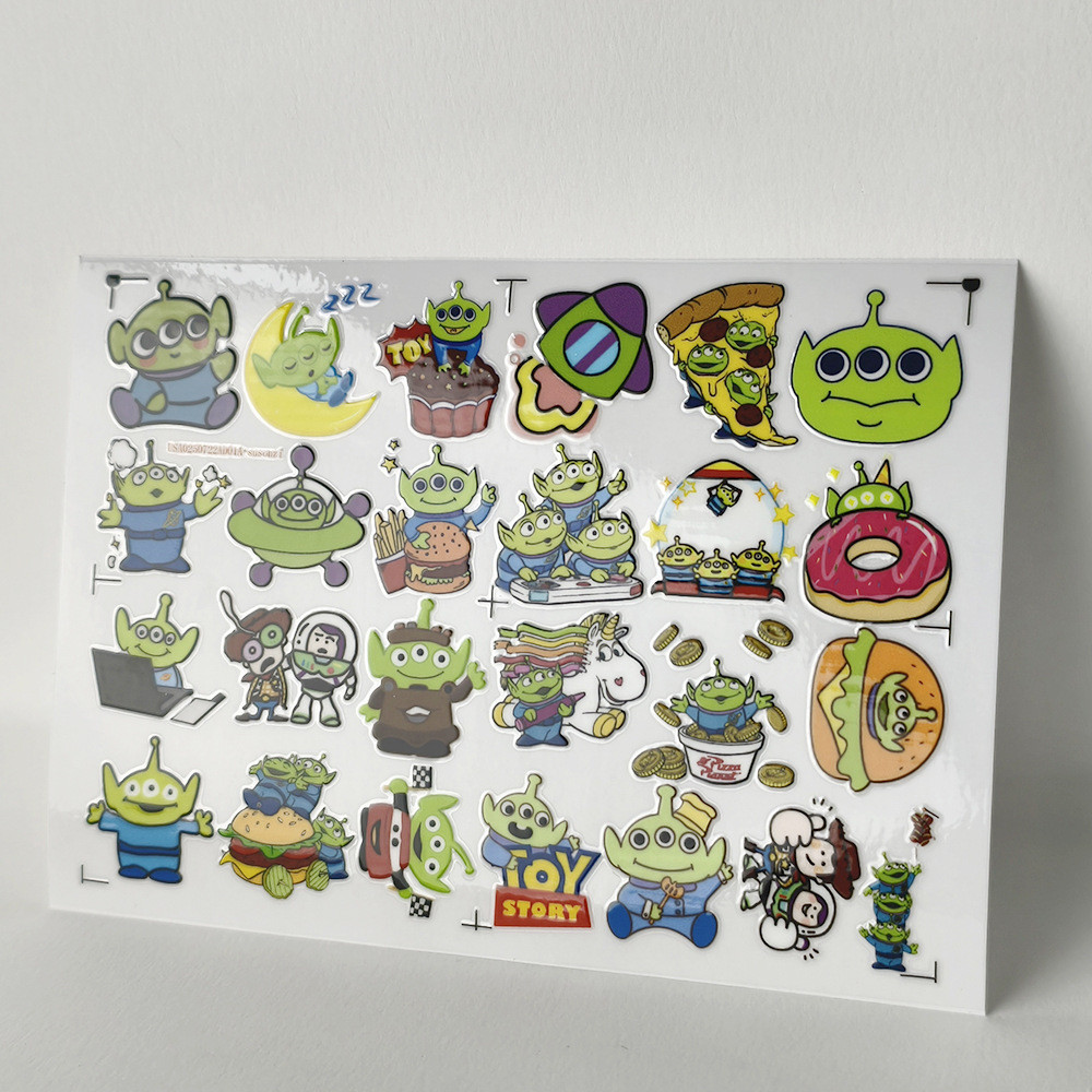 Beast Kingdom Toy Story Green Aliens 3D Chống nước DTF UV Transfer Dán Decal