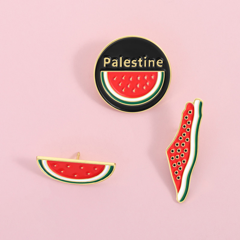 Huy hiệu phụ kiện chủ đề dưa hấu men pin lát thổ cẩm - Hỗ trợ Palestine và tôn vinh bản sắc văn hóa