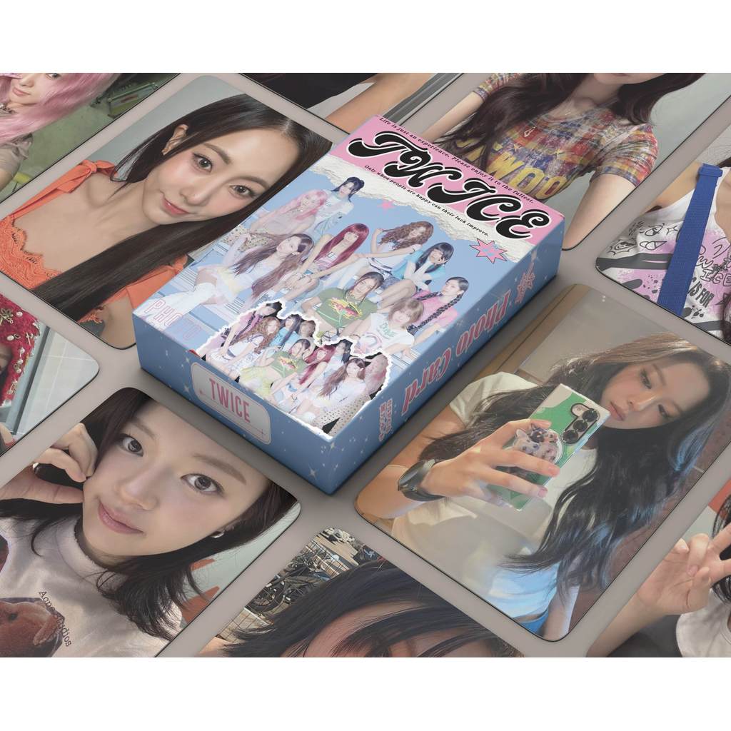 50-55 chiếc TWICE 2026 Red Whispers Photocards NÀY LÀ CHO TWICE5 Laser Lomo Cards MISAMO Nayeon Jeon