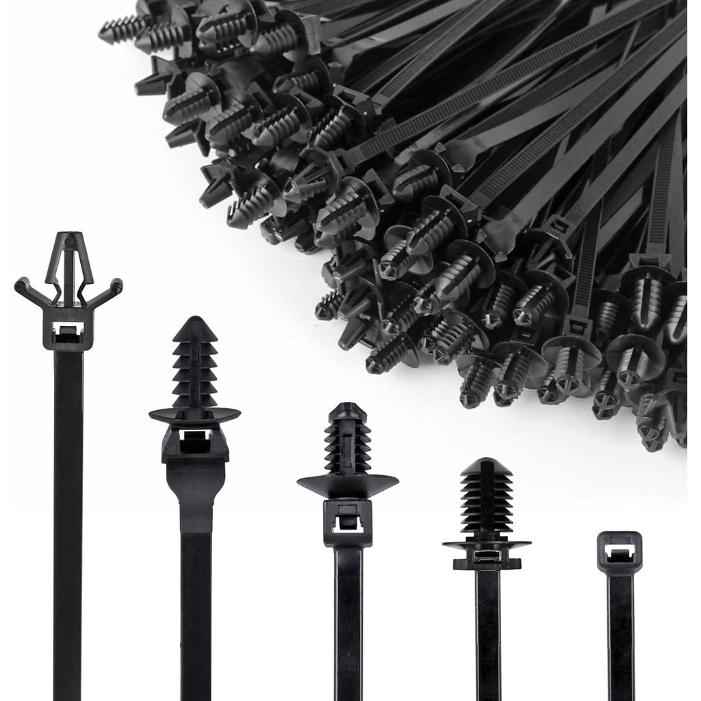 Xislet 160 Chiếc Nylon Đa Năng Dây Buộc Cáp Khóa Zip Tie Kẹp Ô Tô Đinh Tán Đẩy Gắn Zip Ties Tương Thích Với Ô Tô Thuyền Trailer Polaris UTV Jeep Wrangler Tự Khóa Zip Tie w
