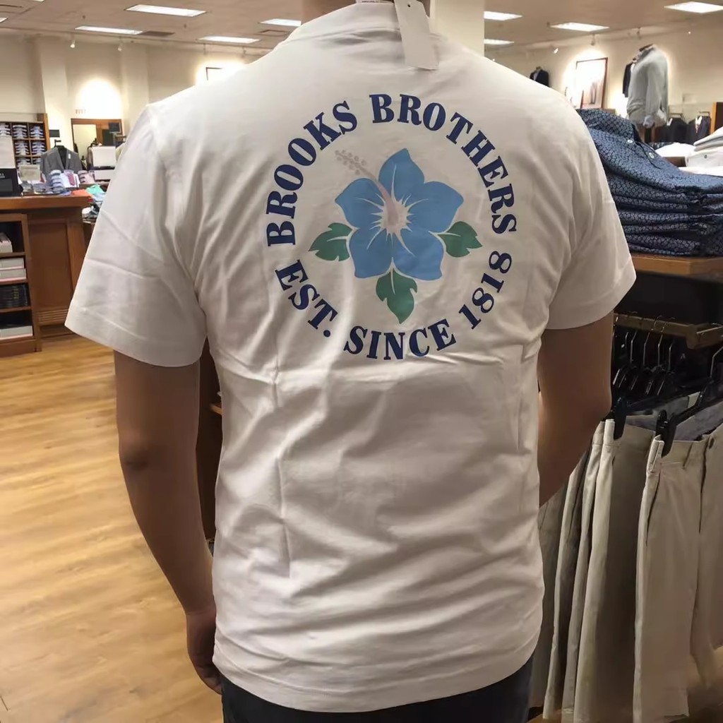 Brooks Brothers Booker Brothers - Áo thun ngắn tay cổ tròn từ cotton nguyên chất, hợp mốt