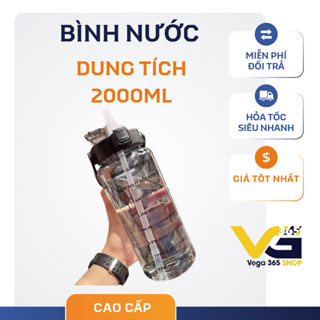  Bình Nước DETOX trong suốt - Dung tích 2000ml - Kèm Lịch Nhắc Uống Nước 