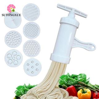 Máy làm mì ống SUTONGXUE, Máy ép mì bằng nhựa trắng, Hộ gia đình với 7 khuôn in khác nhau Hướng dẫn sử dụng Dụng cụ Spaghetti Nhà hàng