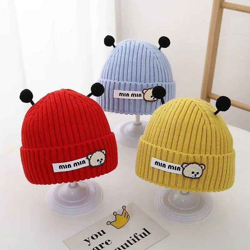 Baby Hat Autumn and Winter Super Cute Thickened Baby Antenna Knitted Hat 6 Months 1 Year Old Men and