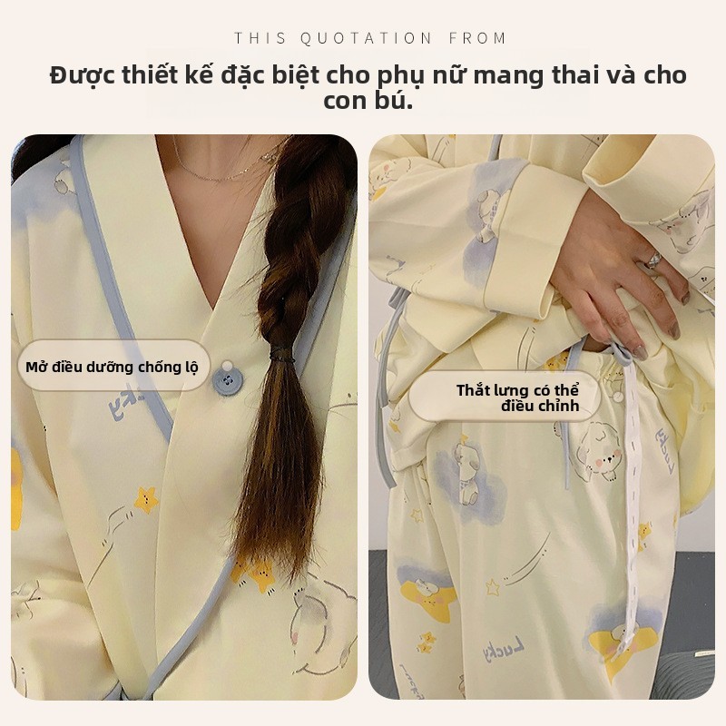 Bộ đồ ngủ phong cách mới dành cho bà bầu, đồ định hình wearable outside, cotton nguyên chất, tiện lợ