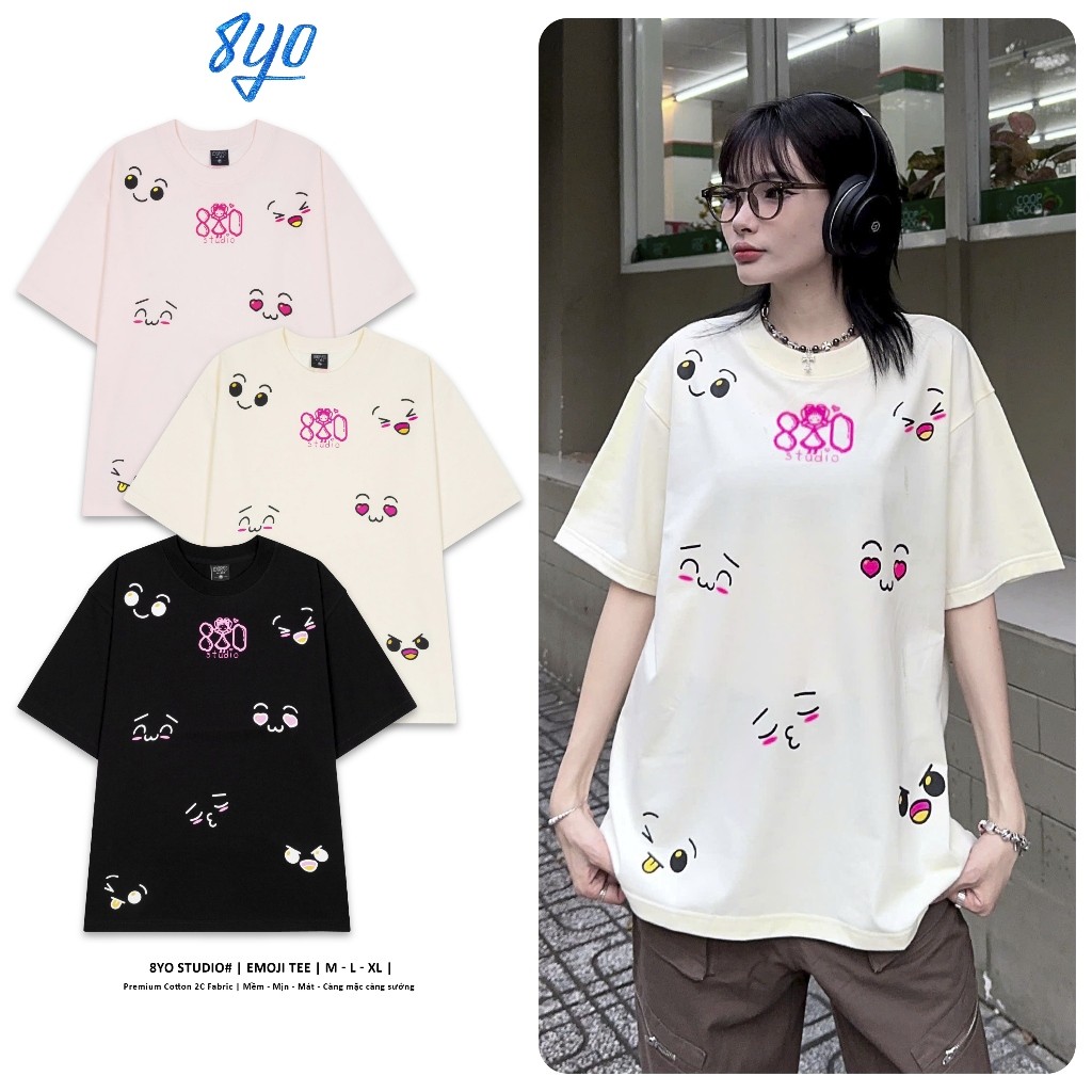 Áo Thun 8YO EMOJI Tee Cotton Mềm Mịn Mát - Áo Phông Local Brand Unisex Nam Nữ Form Rộng