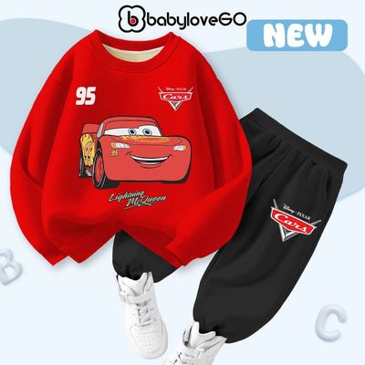 Bộ nỉ bé trai BabyloveGO đồ bộ thu đông dài tay in hình ô tô độc đáo cho bé từ 1 đến 10 tuổi BN-CA27