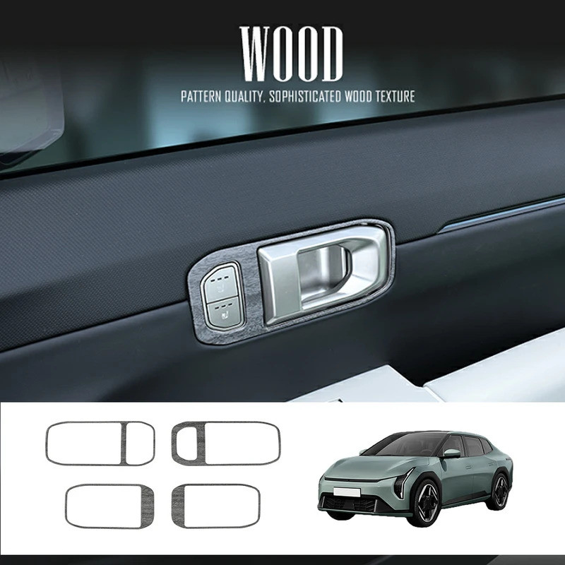 4 ABS Gỗ Hạt Đỏ Xe Bên Trong Cửa Tay Nắm Khung Bao Viền Dành Cho Xe Kia EV4 2025 2026 Phụ Kiện LHD