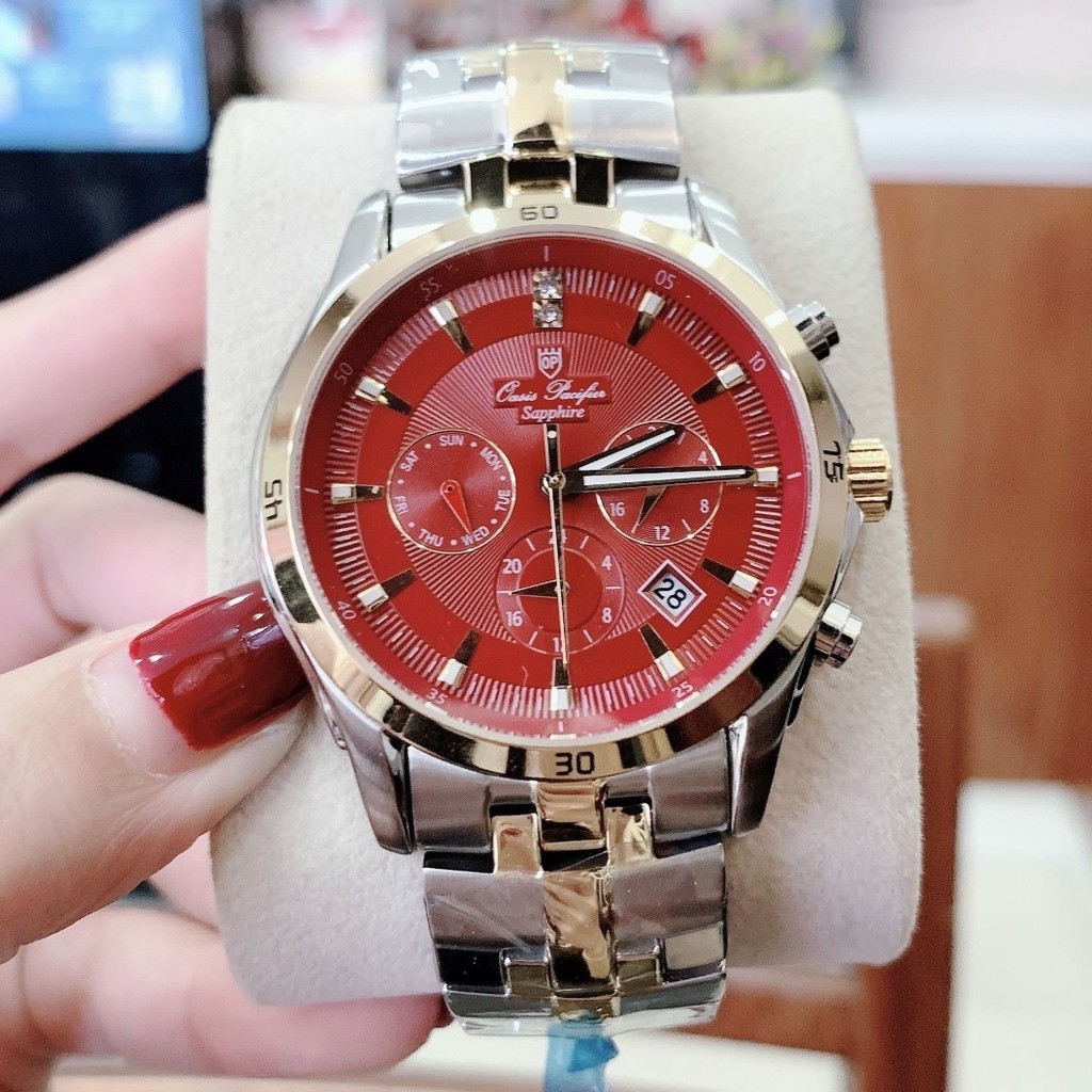 [HCM]Đồng hồ nam dây kim loại 0asis Paclfier dây demi size 42mm  Đồng hồ nam chống nước  Đồng hồ nam