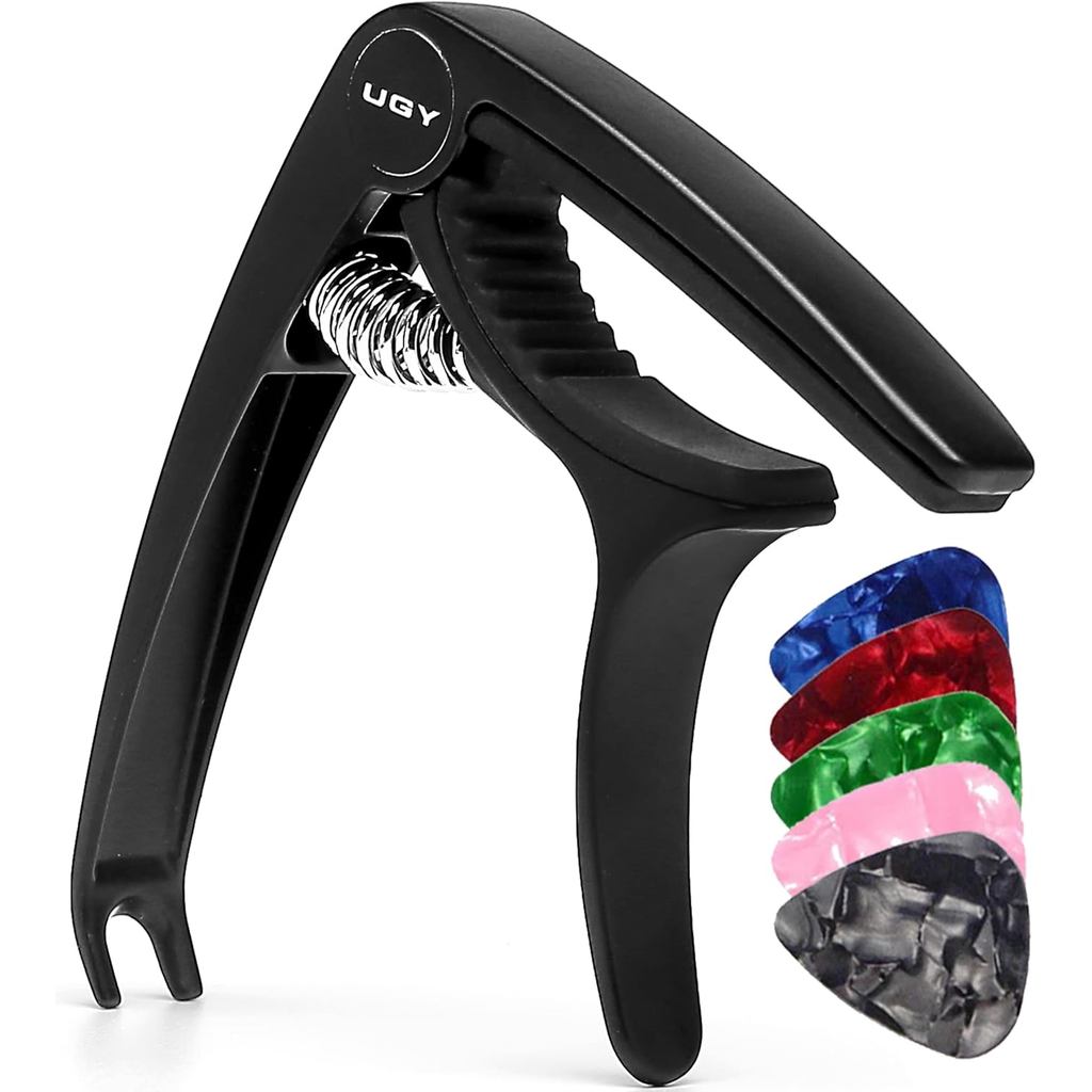 UGY® Capo Guitar Capo Cho Đàn Guitar Acoustic Và Điện, Guitar Capo Hoặc Ukulele Capo - Đen Với 5 Lựa